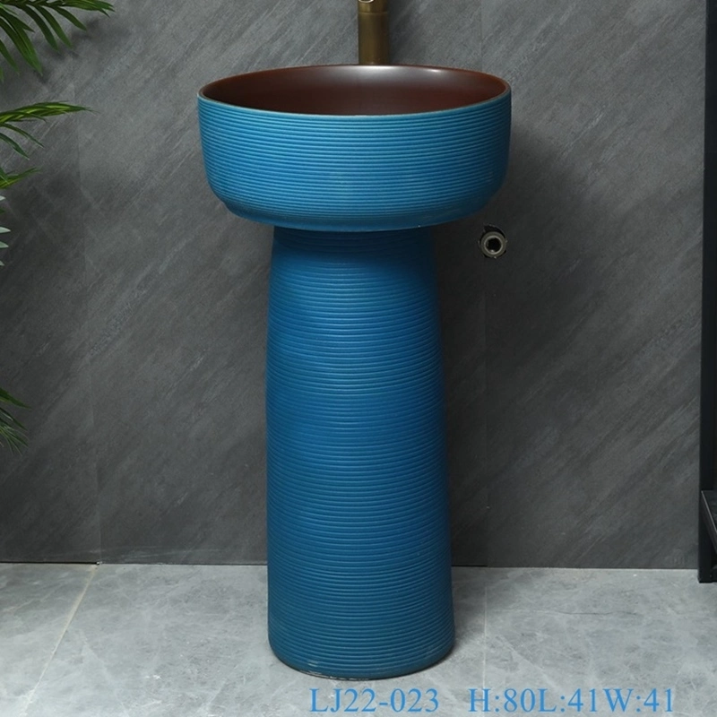 Good Quality Color Glazed Porcelain Bathroom Sink Luxurious Pedestal Wash Basin