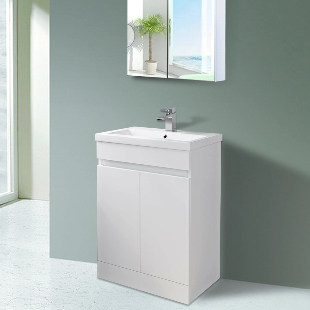 Floor Standing 600mm Bathroom White Gloss Vanity Cabinet