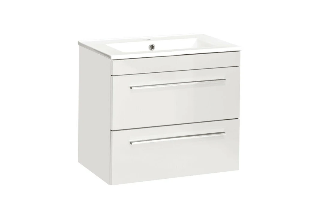 White Gloss Bathroom 600 Vanity Sink Basin Wall Hung Cabinet Drawers Unit