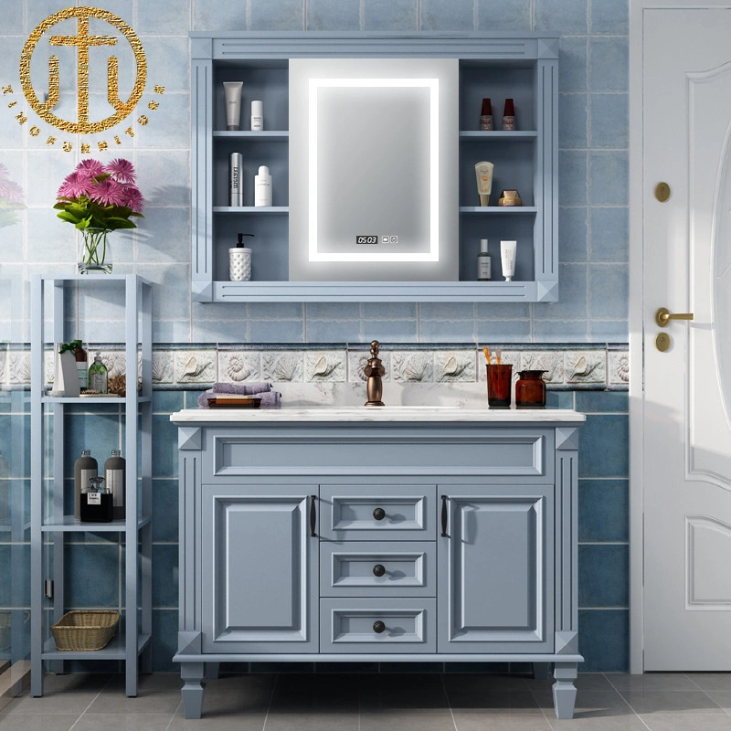 Simple American Bathroom Cabinet Oak Bathroom Cabinet Floor-Standing Bathroom Cabinet