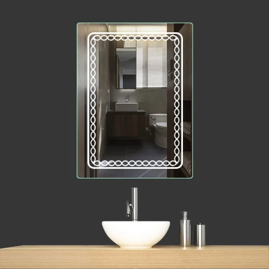 Jinghu personalizado de tamanho grande para montagem na parede espelho de banho iluminador retangular tela de toque inteligente espelho de banheiro LED