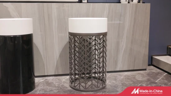 Novo design estilo chinês lavatório de superfície sólida resina de pedra artificial pendurado na parede lavatório com bancada
