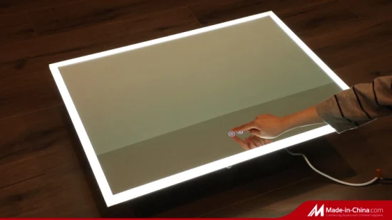 Ortonbath Moldura de acrílico retangular de tamanho grande para maquiagem banheiro inteligente retroiluminado antiembaçante espelho de luz LED espelho de parede espelho de LED de banho